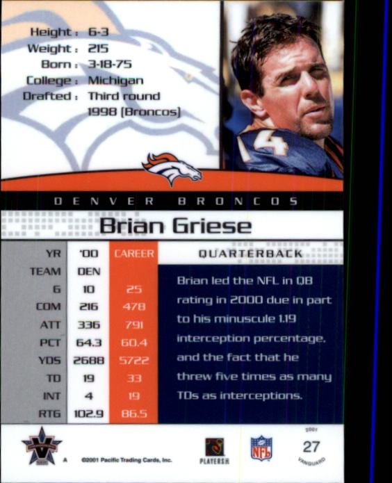 A8035- 2001 Vanguard Football Cards 1-135 +Rookies -You Pick- 15+ FREE US SHIP - Picture 67 of 141