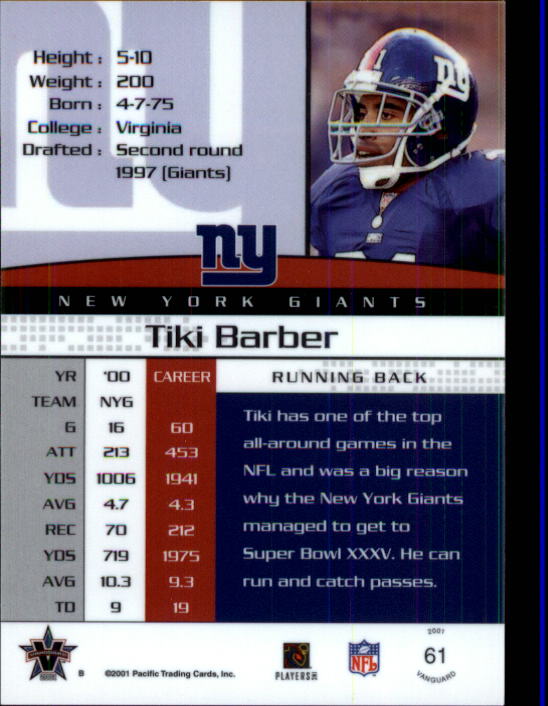 A8035- 2001 Vanguard Football Cards 1-135 +Rookies -You Pick- 15+ FREE US SHIP - Picture 101 of 141