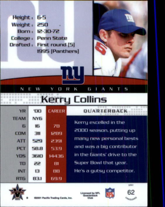 A8035- 2001 Vanguard Football Cards 1-135 +Rookies -You Pick- 15+ FREE US SHIP - Picture 35 of 141