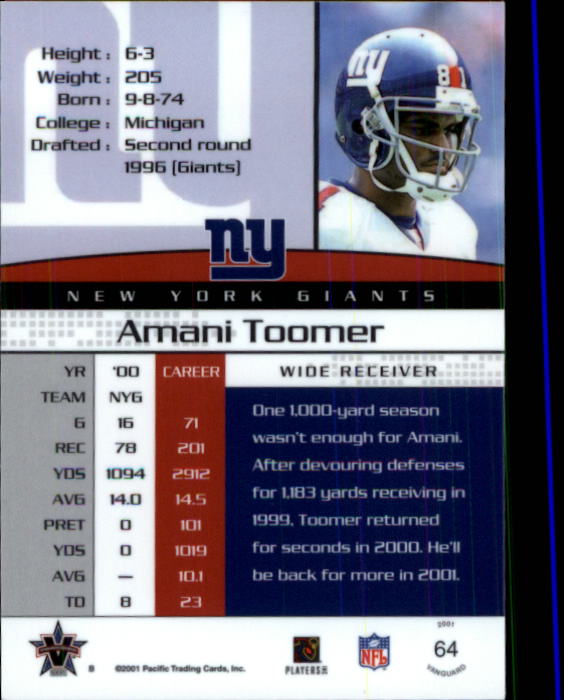 A8035- 2001 Vanguard Football Cards 1-135 +Rookies -You Pick- 15+ FREE US SHIP - Picture 27 of 141