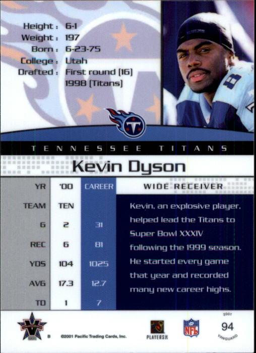 A8035- 2001 Vanguard Football Cards 1-135 +Rookies -You Pick- 15+ FREE US SHIP - Picture 5 of 141