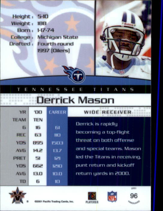 A8035- 2001 Vanguard Football Cards 1-135 +Rookies -You Pick- 15+ FREE US SHIP - Picture 47 of 141