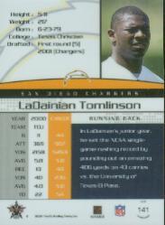 2001 Vanguard Gold #141 LaDainian Tomlinson back image