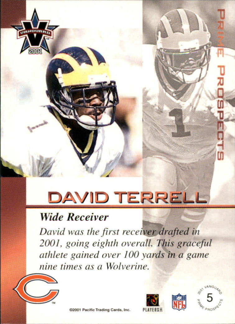 2001 Vanguard Prime Prospects Bronze #5 David Terrell back image