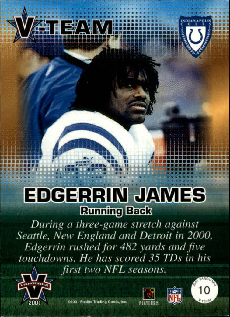 2001 Vanguard V-Team #10 Edgerrin James back image
