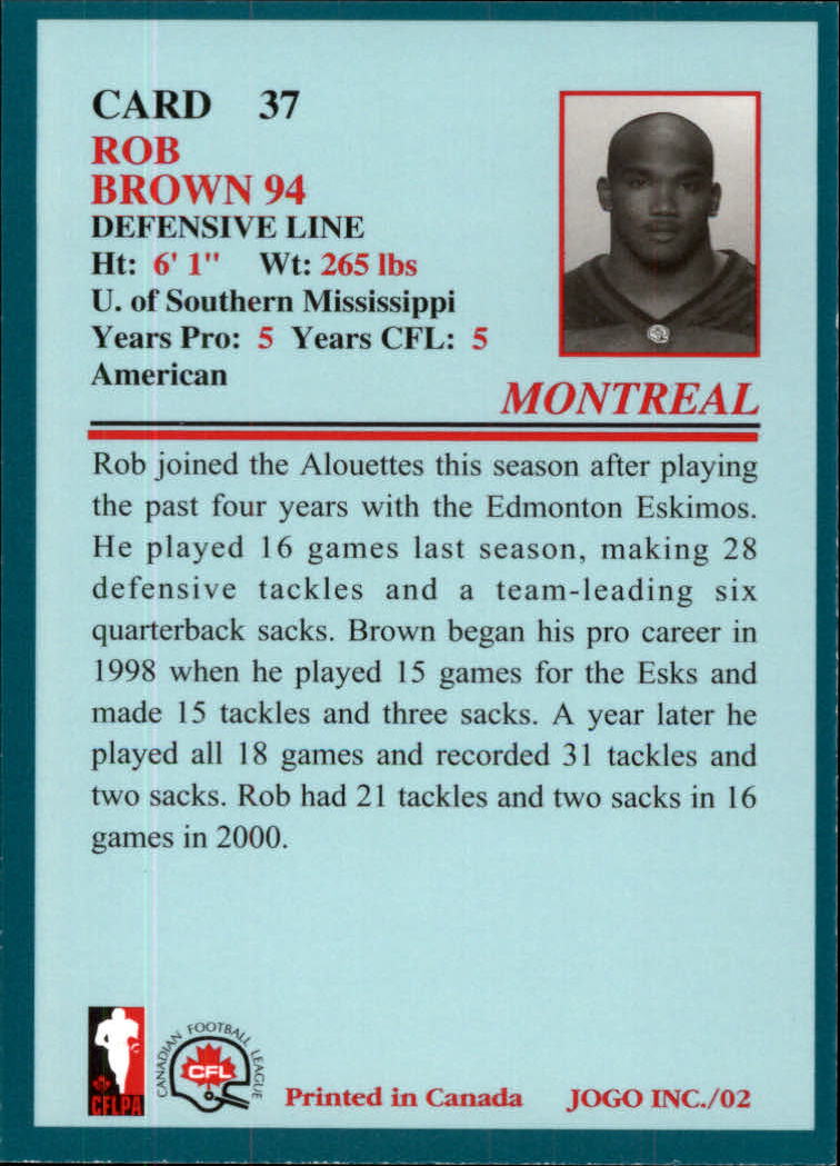 2002 JOGO #37 Rob Brown