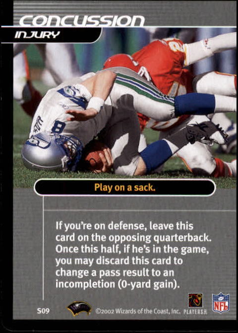 2002 NFL Showdown Strategy #S9 Matt Hasselbeck/Concussion back image