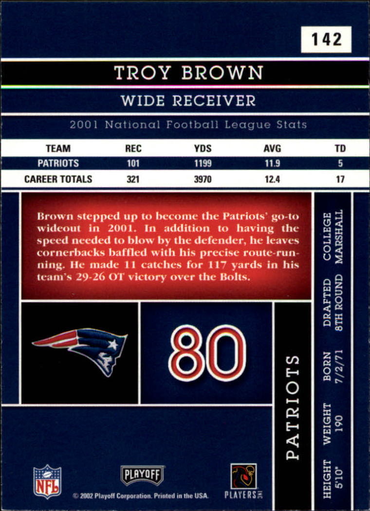 2002 Absolute Memorabilia #142 Troy Brown back image