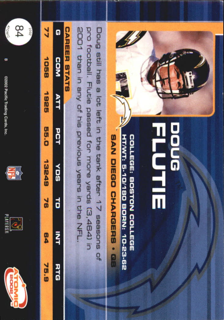 2002 Atomic Non Die Cut #84 Doug Flutie back image