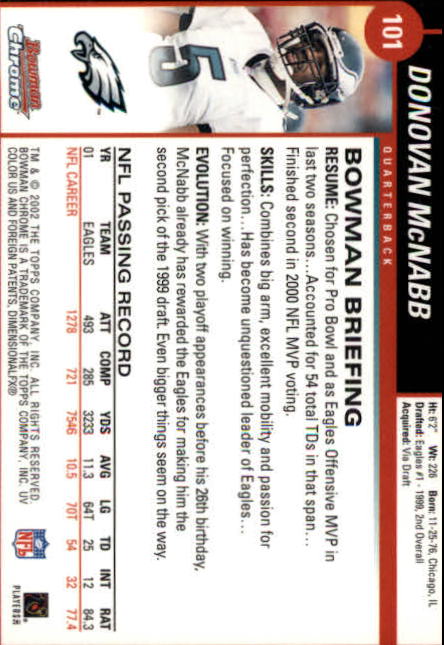 A8594- 2002 Bowman Chrome FB Cards 1-275 +Inserts -You Pick- 15+ FREE US SHIP - Picture 151 of 391