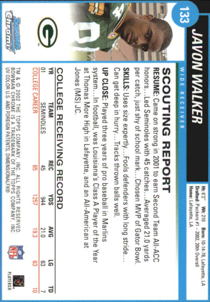 A8594- 2002 Bowman Chrome FB Cards 1-275 +Inserts -You Pick- 15+ FREE US SHIP - Picture 195 of 391