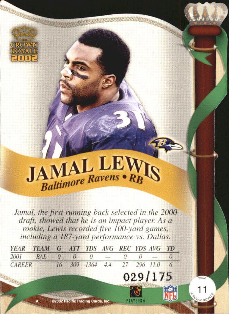 2002 Crown Royale Blue #11 Jamal Lewis back image