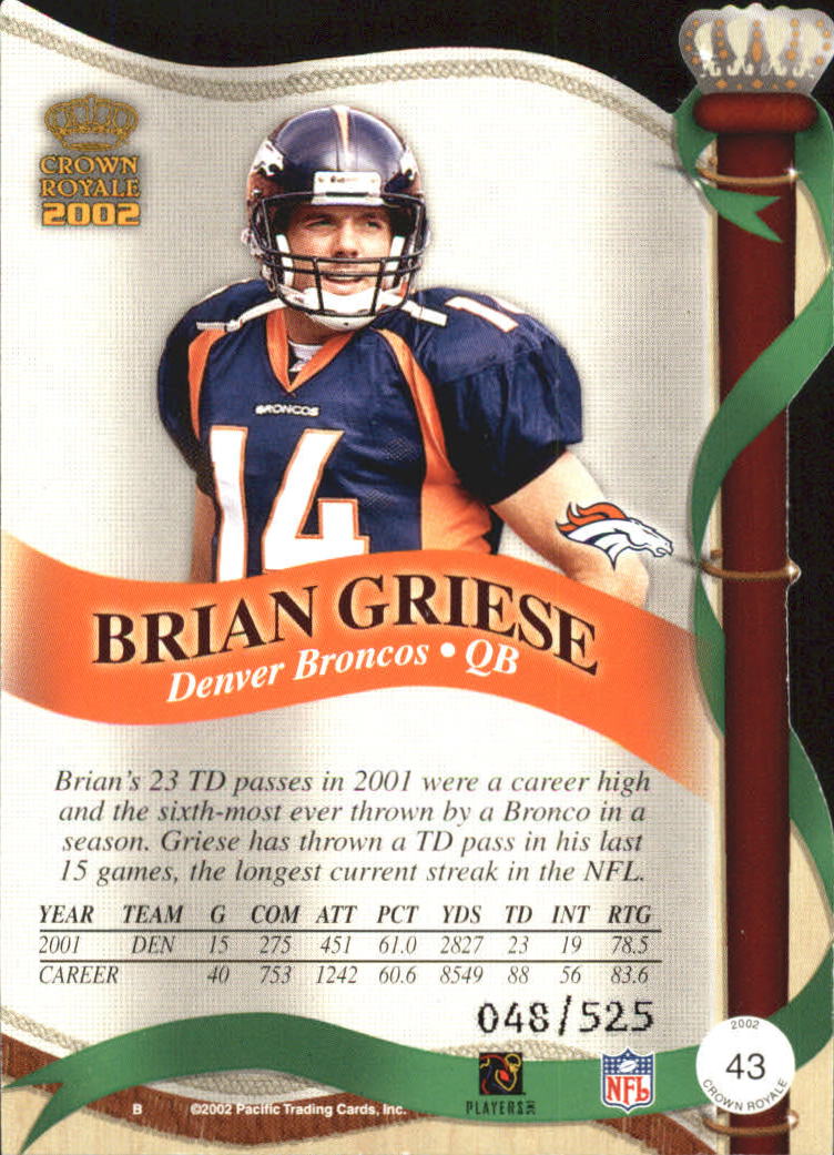 2002 Crown Royale Red #43 Brian Griese back image