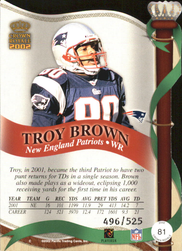 2002 Crown Royale Red #81 Troy Brown back image