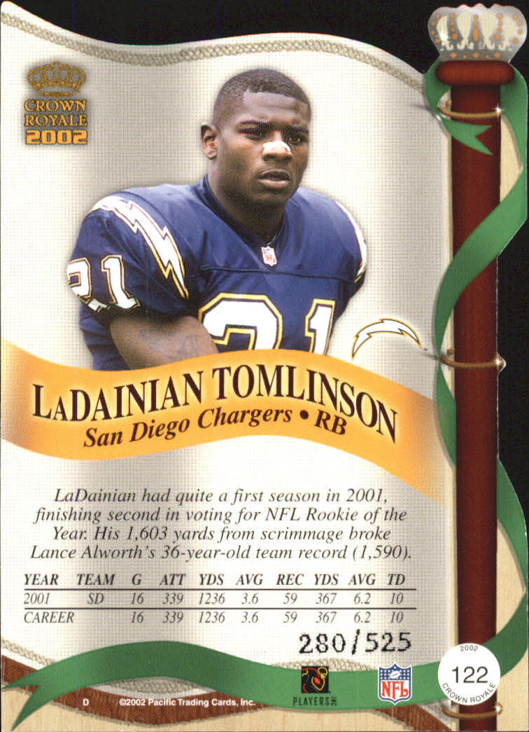 2002 Crown Royale Red #122 LaDainian Tomlinson back image
