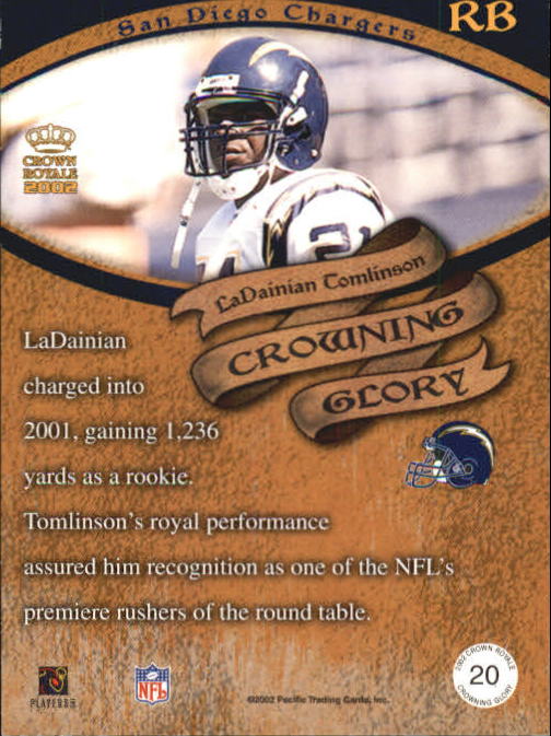 2002 Crown Royale Crowning Glory #20 LaDainian Tomlinson back image