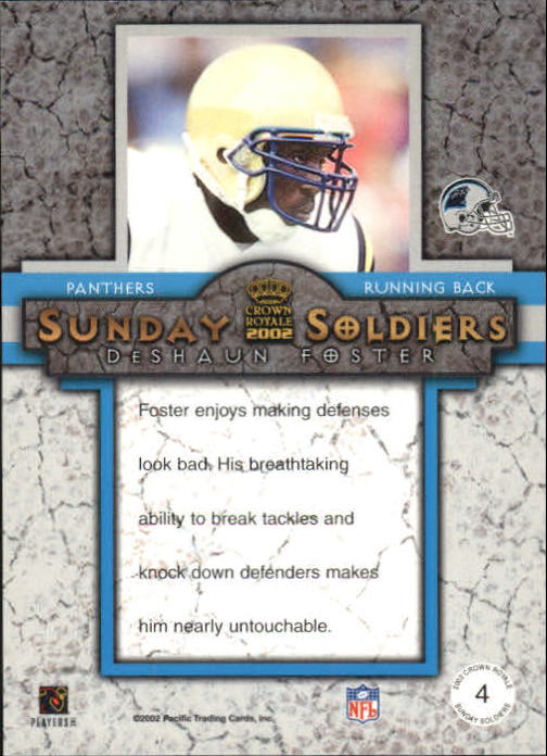 2002 Crown Royale Sunday Soldiers #4 DeShaun Foster back image