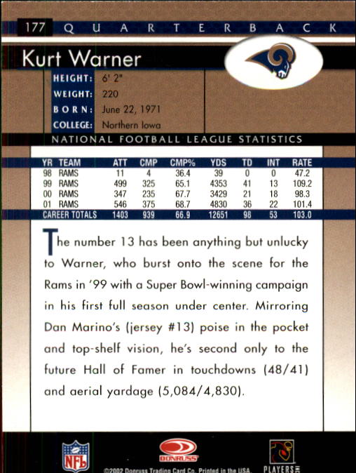 B1433- 2002 Donruss Football Cards 1-200 +Inserts -You Pick- 15+ FREE US SHIP - Picture 133 of 179