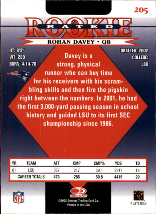 2002 Donruss Football Card Pick (Base) 101-300