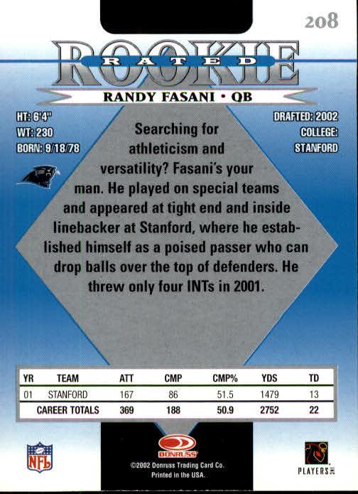 2002 Donruss Football Card Pick (Base) 101-300