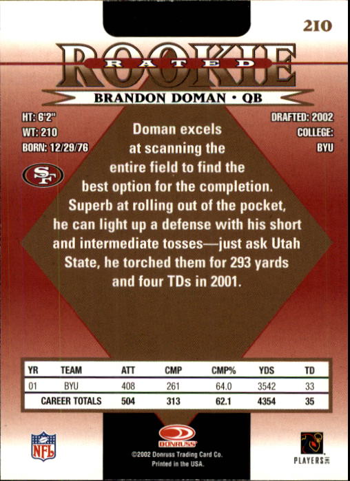 2002 Donruss Football Card Pick (Base) 101-300