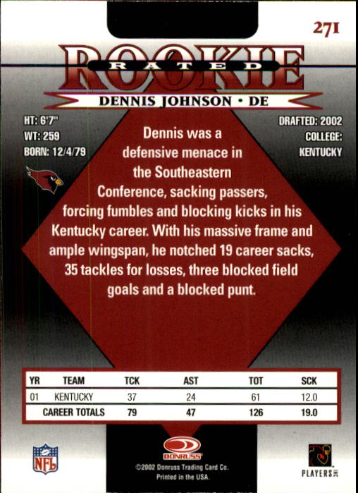 2002 Donruss Football Card Pick (Base) 101-300