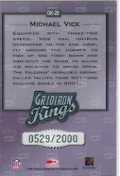 2002 Donruss Gridiron Kings Inserts #GK20 Michael Vick back image
