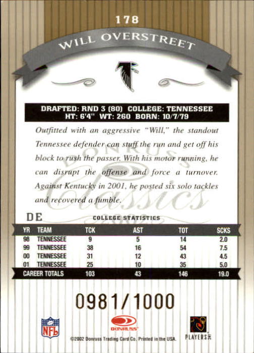 2002 Donruss Classics Football "Main Set" Cards - Picture 43 of 47