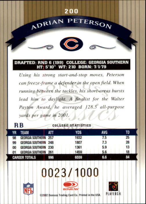 2002 Donruss Classics Football "Main Set" Cards - Picture 47 of 47