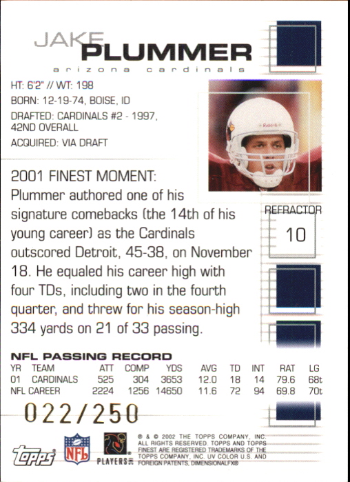 A8908- 2002 Finest Football Card #s 1-114 +Rookies -You Pick- 15+ FREE US SHIP - Picture 3 of 43