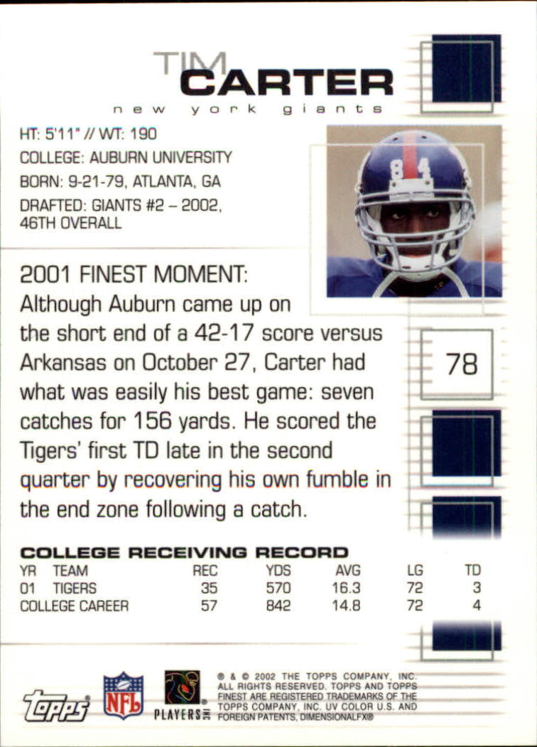 A8908- 2002 Finest Football Card #s 1-114 +Rookies -You Pick- 15+ FREE US SHIP - Picture 7 of 43