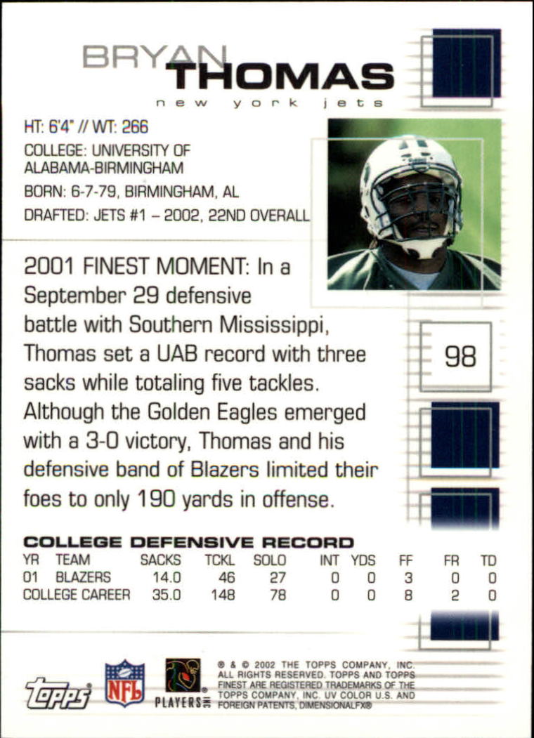 A8908- 2002 Finest Football Card #s 1-114 +Rookies -You Pick- 15+ FREE US SHIP - Picture 25 of 43