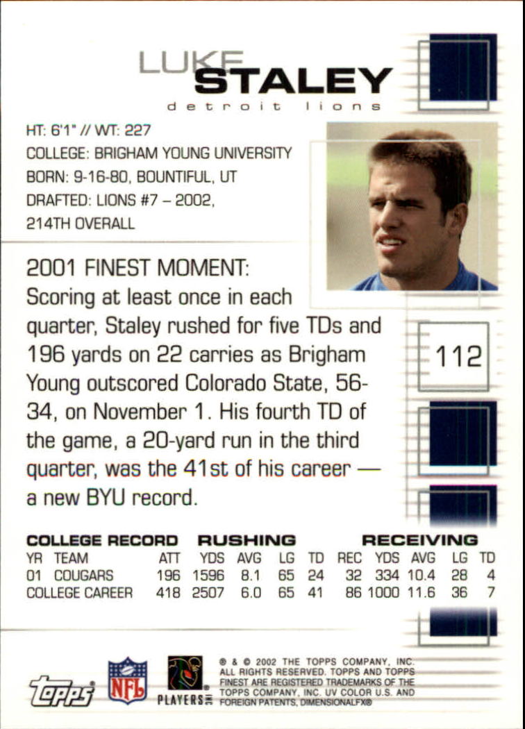 A8908- 2002 Finest Football Card #s 1-114 +Rookies -You Pick- 15+ FREE US SHIP - Picture 43 of 43