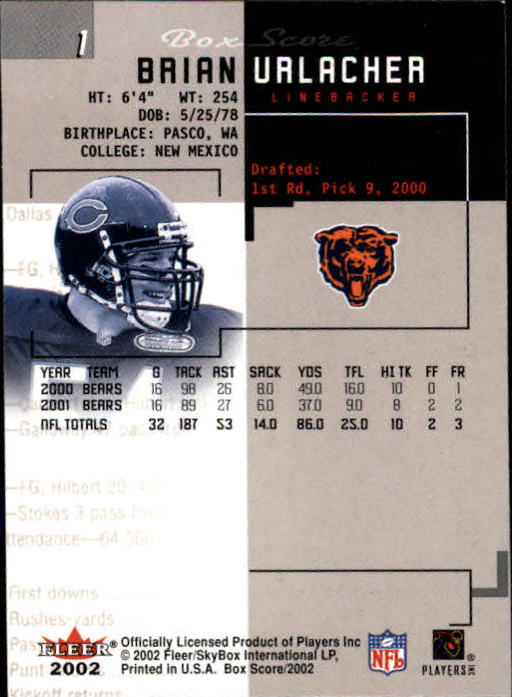 2002 Box Score (Fleer) Football "Main Set" Cards - Picture 3 of 296