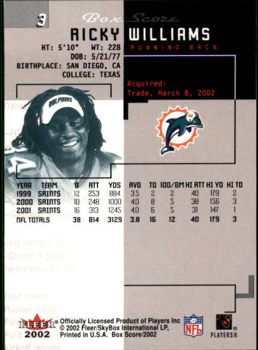 2002 Box Score (Fleer) Football "Main Set" Cards - Picture 7 of 296