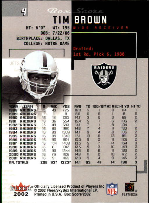 2002 Box Score (Fleer) Football "Main Set" Cards - Picture 9 of 296