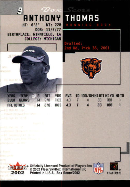 2002 Box Score (Fleer) Football "Main Set" Cards - Picture 19 of 296