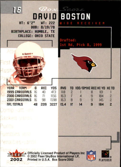 2002 Box Score (Fleer) Football "Main Set" Cards - Picture 33 of 296