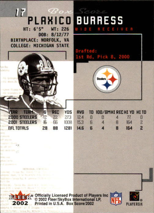 2002 Box Score (Fleer) Football "Main Set" Cards - Picture 35 of 296