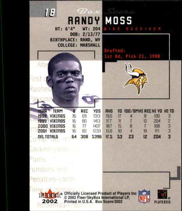 2002 Box Score (Fleer) Football "Main Set" Cards - Picture 37 of 296