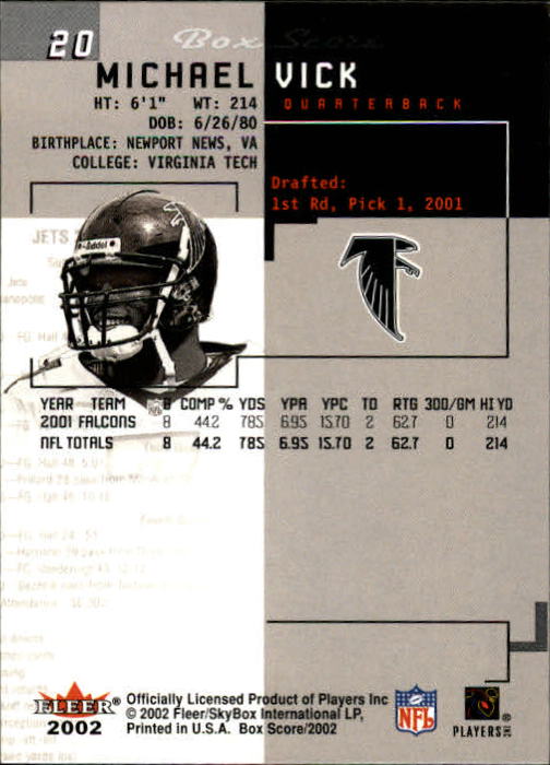 2002 Box Score (Fleer) Football "Main Set" Cards - Picture 39 of 296