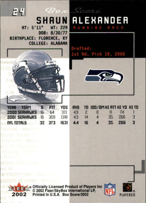 2002 Box Score (Fleer) Football "Main Set" Cards - Picture 45 of 296