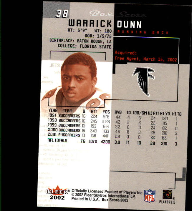 2002 Box Score (Fleer) Football "Main Set" Cards - Picture 71 of 296