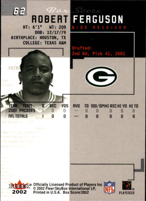 2002 Box Score (Fleer) Football "Main Set" Cards - Picture 119 of 296