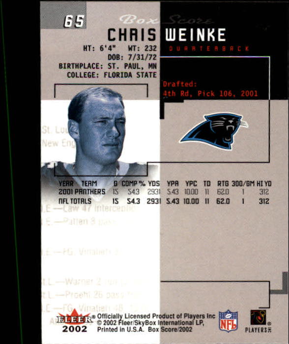 2002 Box Score (Fleer) Football "Main Set" Cards - Picture 125 of 296