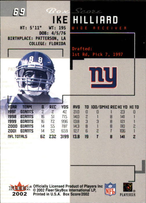 2002 Box Score (Fleer) Football "Main Set" Cards - Picture 133 of 296