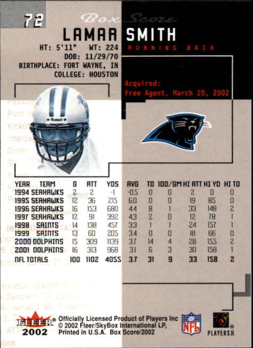 2002 Box Score (Fleer) Football "Main Set" Cards - Picture 138 of 296