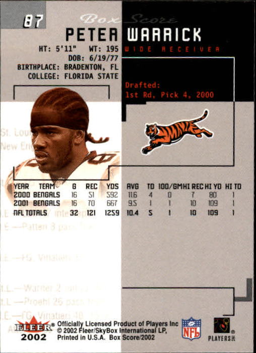 2002 Box Score (Fleer) Football "Main Set" Cards - Picture 168 of 296