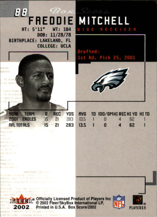 2002 Box Score (Fleer) Football "Main Set" Cards - Picture 170 of 296