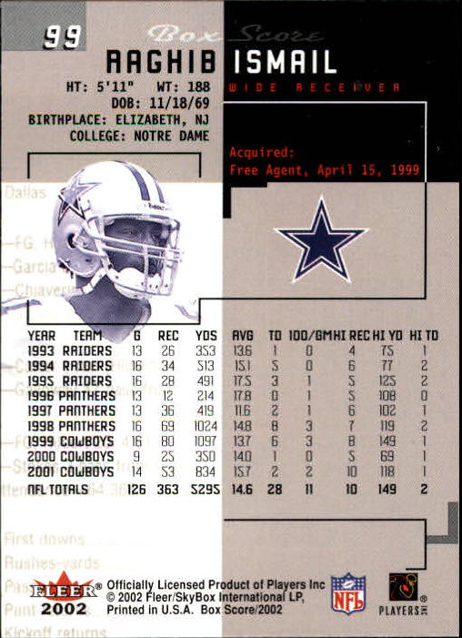 2002 Box Score (Fleer) Football "Main Set" Cards - Picture 192 of 296